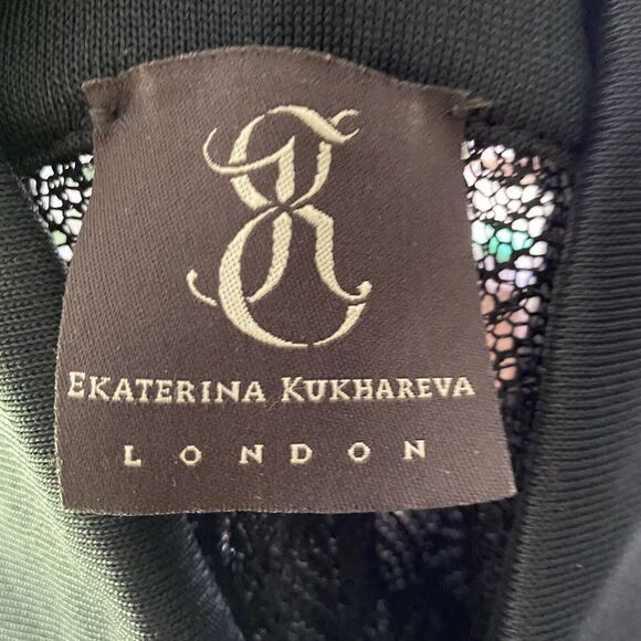 Ekaterina Kukhareva Semi-Sheer Witchy Crochet Collared Puff Slv Button Up Top XS - Picture 3 of 5